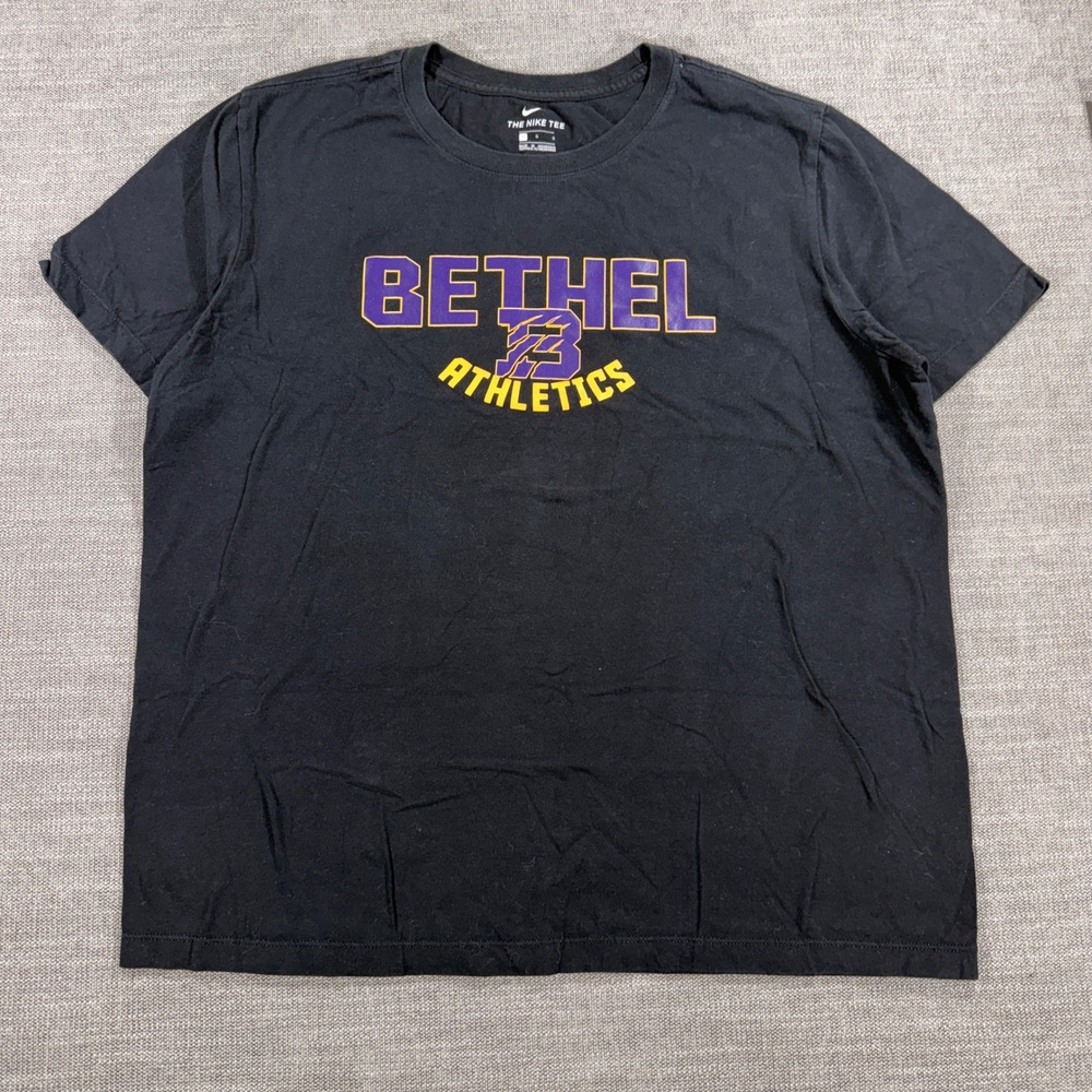 Nike T-Shirt Men Large Black Excellent Bethel Athletics Graphic Tee Short Sleeve
